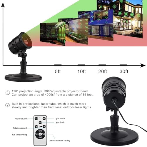 Christmas Laser Lights Outdoor Projector, Red and Green with Wireless Remote W64283