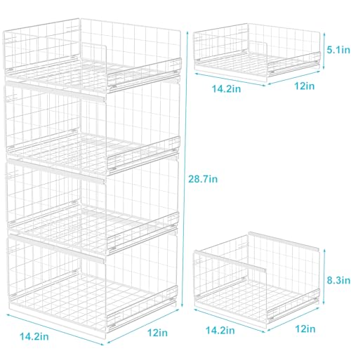 Sliding Closet Organizer with Drawer Storage Shelves, Stackable Bins for Clothes, Black R5998
