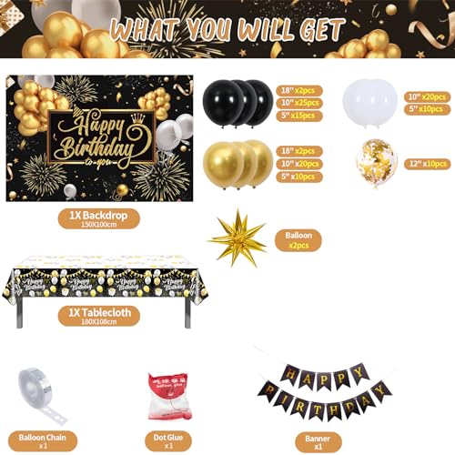 Rose Gold Birthday Party Decorations with Backdrop and Balloon Arch Kit O943