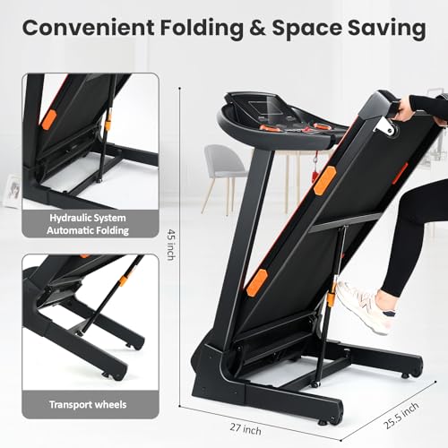 Folding Treadmill with Auto Incline for Home Walking and Running O63147