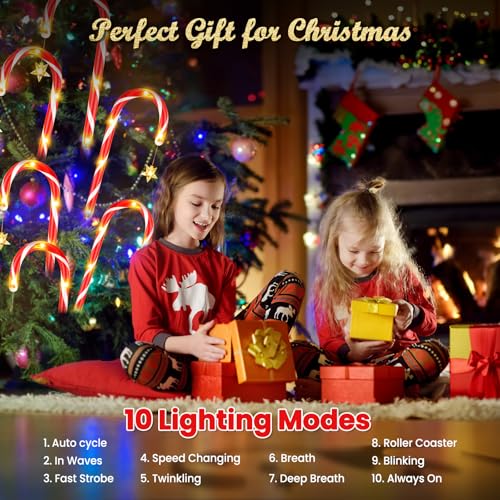 Solar Candy Cane Lights for Outdoor Christmas Decor, 72 LEDs, 10 Modes N711