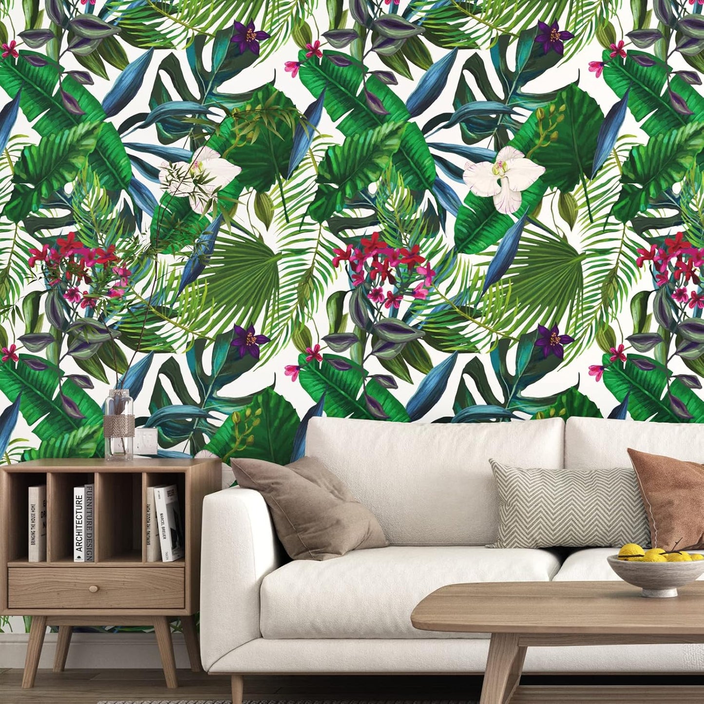 Tropical Peel and Stick Wallpaper Green Floral Contact Paper, 24"x118" P47547