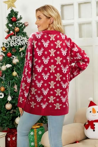 Funny Christmas Cardigan for Women Open Front Knit Coat U698