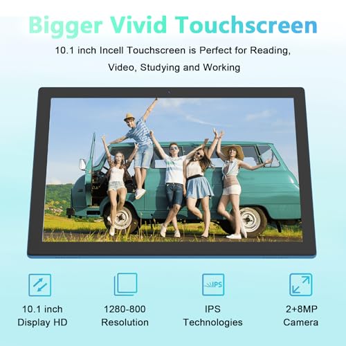 Tablet 10 Inch, 18GB RAM 128GB ROM, 2 in 1 with Keyboard Mouse Stylus K7381