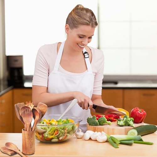 Christmas Wooden Spoons for Cooking, 10 Pcs Natural Teak Kitchen Utensils Set S557967