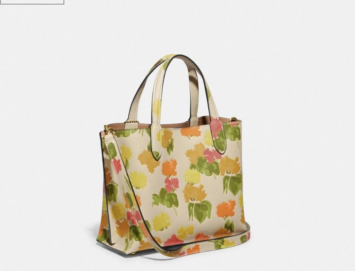 Floral Printed Leather Tote 24 Y971760