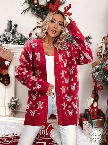 Funny Christmas Cardigan for Women Open Front Knit Coat U698