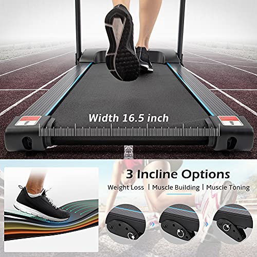 Folding Treadmill for Apartment, Electric Running Machine with Bluetooth and 3 Incline Options I762454