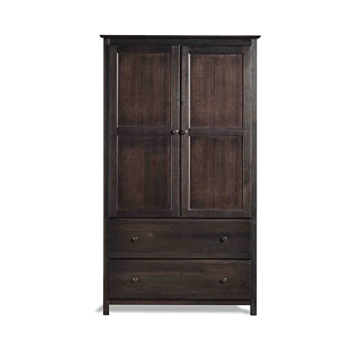 Shaker 2-Door Wardrobe, Solid Wood with Walnut Finish N5616