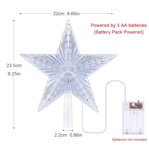 Christmas Tree Topper Star with Warm White Light, 8.7 Inch Q202