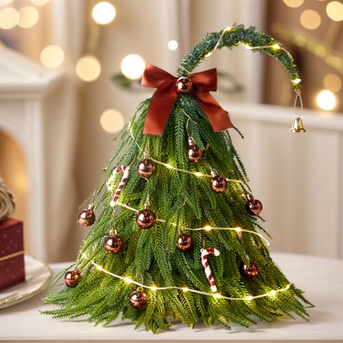 Mini Christmas Tree with 50 LED Lights 24 Inch Tabletop Prelit Artificial Tree J785647