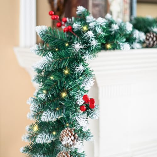 Christmas garland with lights, 9ft, battery operated with timer B505