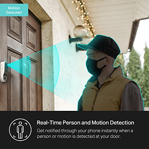Smart Video Doorbell Camera Hardwired with Chime, 2K Resolution, Night Vision, 2-Way Audio F5394