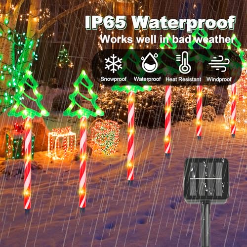 Solar Christmas Pathway Lights, 8 Modes Waterproof LED Garden Stake Lights, 6 Pack G829