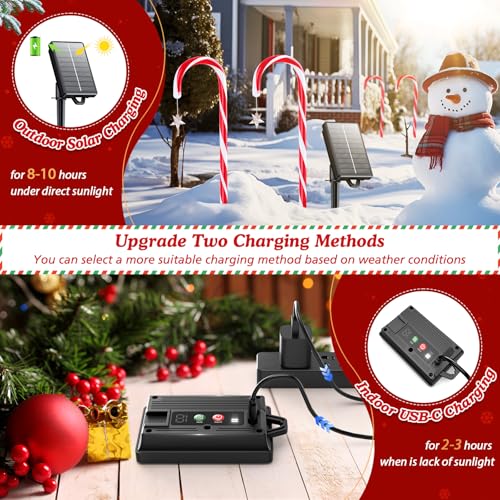 Solar Christmas Candy Cane Lights 24-Pack, Waterproof Outdoor Pathway Decor with 10 Modes Z926129