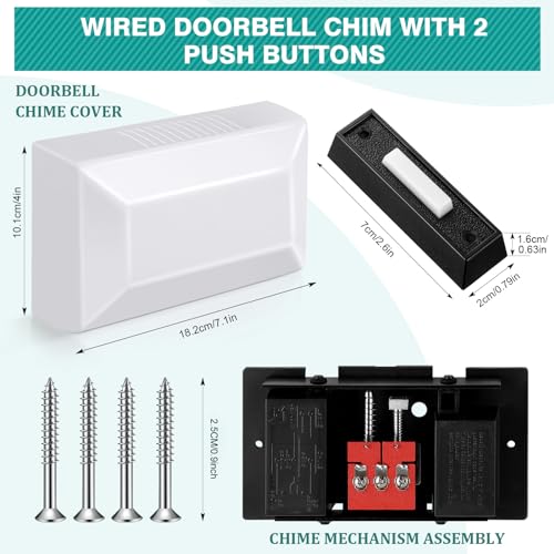 Wired Doorbell Chime Kit with 2 Lighted Push Buttons for Front and Rear Door T498