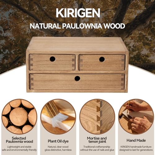 Natural Wooden Desktop Organizer with 3 Drawers D235