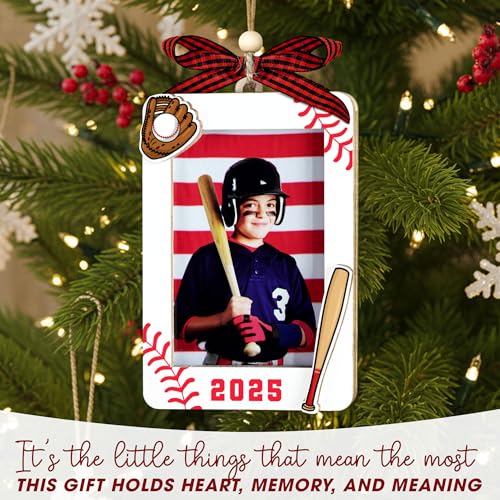 Christmas Ornament Picture Frame - Wooden Landscape Photo Frame for Tree U75225