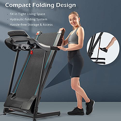 Folding Treadmill for Apartment, Electric Running Machine with Bluetooth and 3 Incline Options I762454