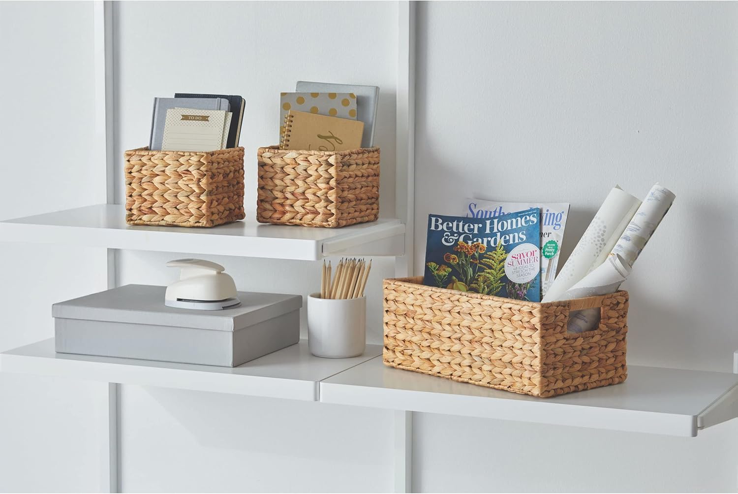 Better Homes & Gardens Woven Natural Water Hyacinth Organizational Basket Set of 3