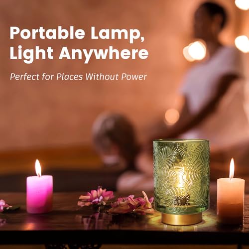 Battery Operated Glass Table Lamp with LED Bulb for Bedroom Decor B7279