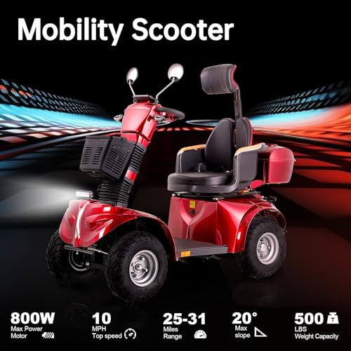 Heavy Duty 4 Wheel Mobility Scooter for Seniors & Adults, 500 lbs Capacity D9414