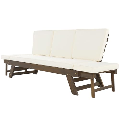 Outdoor Wooden Expandable Daybed Sofa with Cushions R572