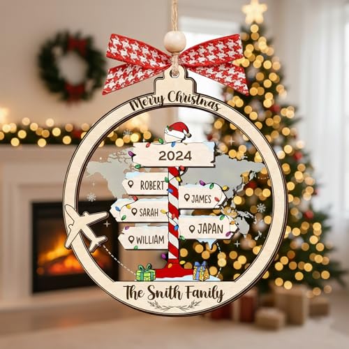 Personalized Christmas Wooden Ornaments with Family Names J389