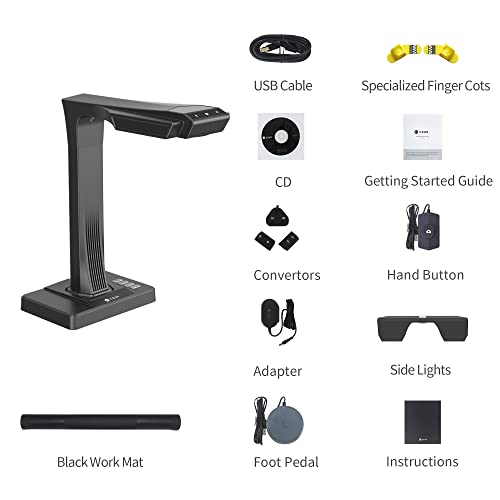 Book Scanner with Auto-Flatten, A3 Document Scanner, OCR, HDMI Support O9173