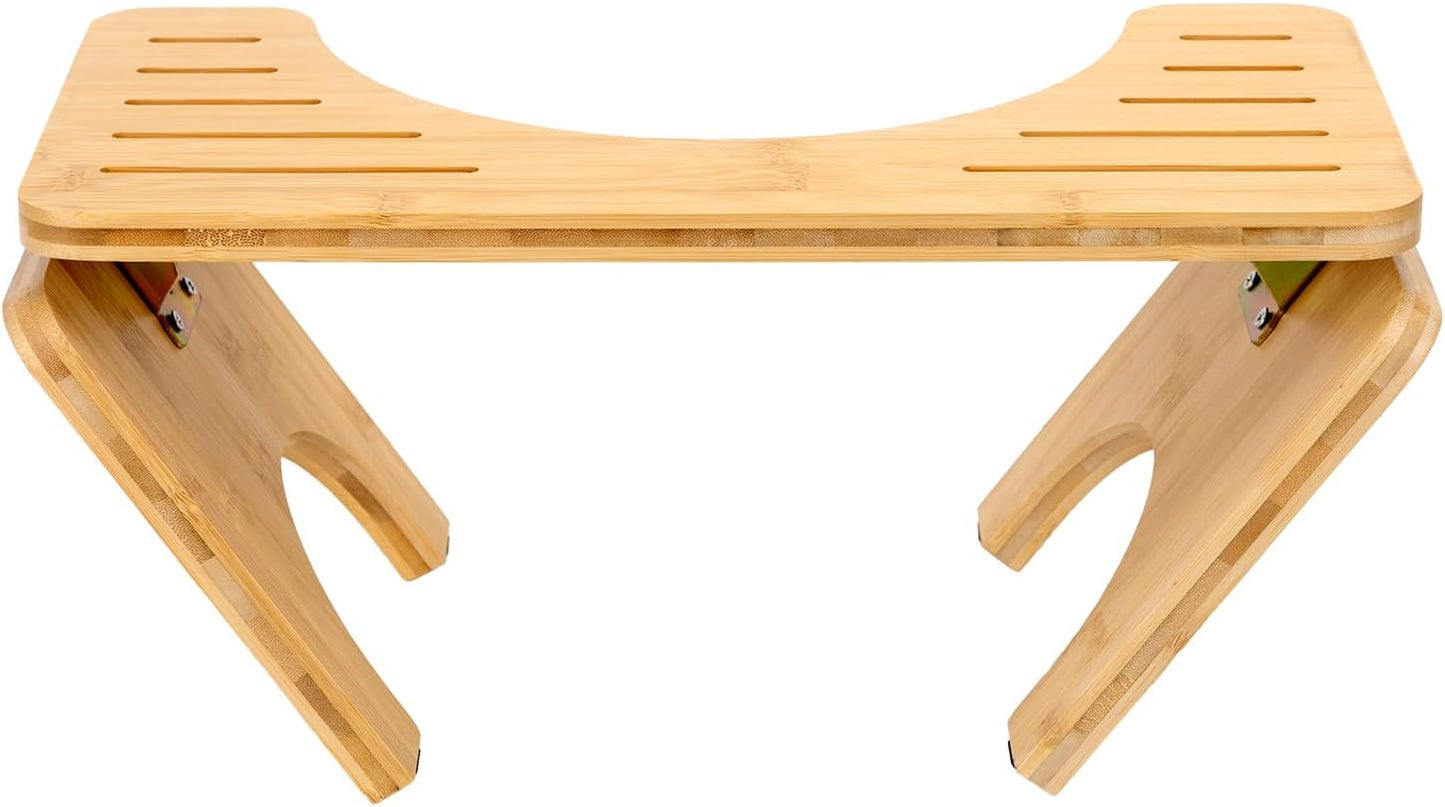 Foldable Bamboo Toilet Squat Stool with Non-Slip Pads X940937