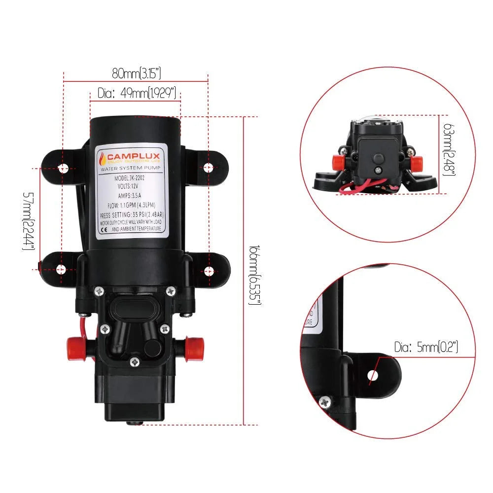 12V Water Pump 1.2GPM for Outdoor Tankless Water Heater J155727