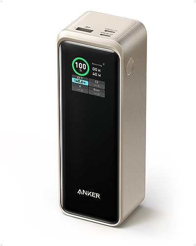 Anker Prime 27,650mAh Power Bank (250W) with 100W Charging Base, 3-Port Portable Charger, Smart App, Compatible with iPhone 15/15 Plus/15 Pro/15 Pro Max/14 Series, MacBook, Samsung, Dell, AirPods