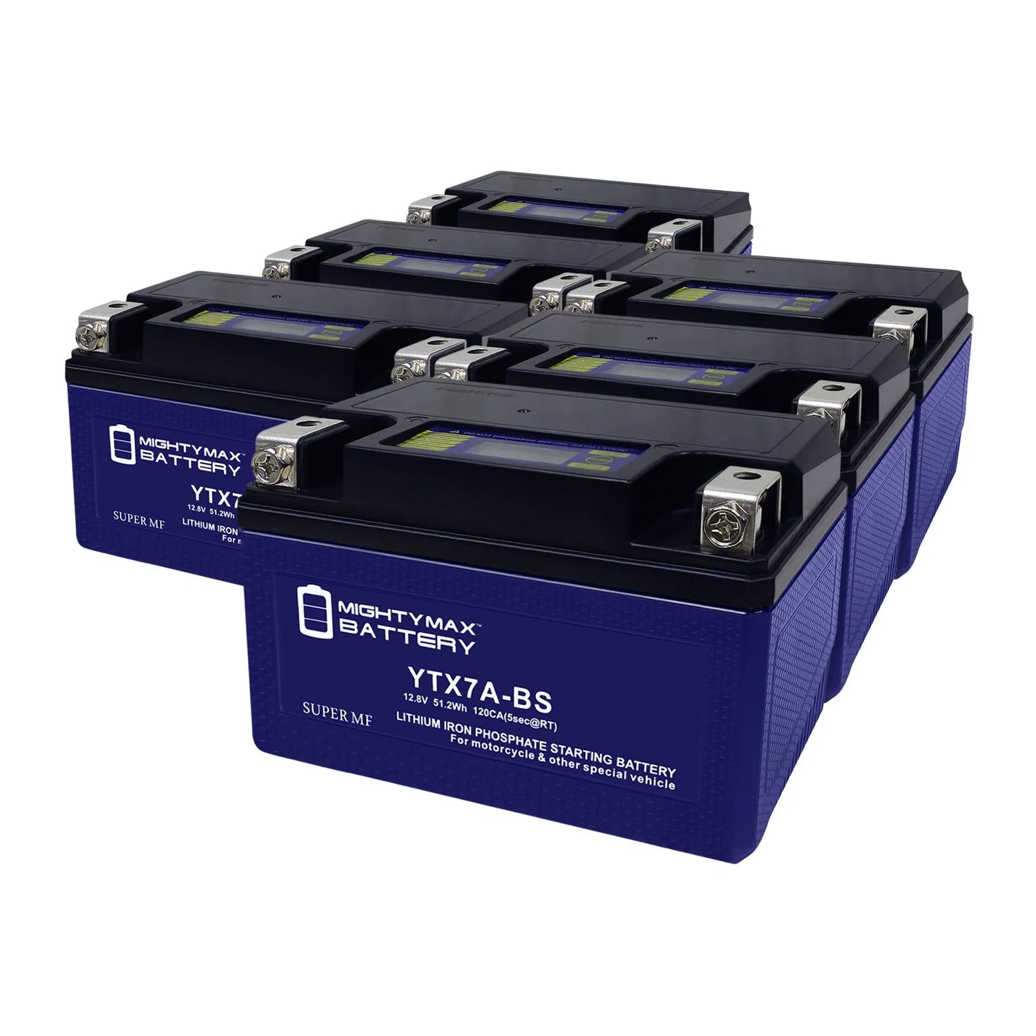 YTX7A-BS Lithium Replacement Battery Compatible with High Performace Scooter Exide 7A-BS - 6 Pack