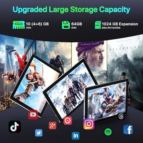 Android Tablet 10 Inch, Octa-Core, 10GB RAM 64GB ROM, 6000mAh Battery I581