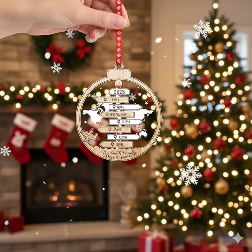 Personalized Christmas Wooden Ornaments with Family Names J389