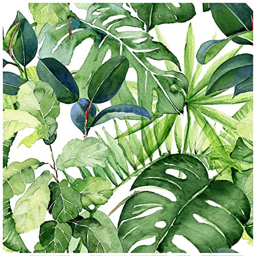 HAOKHOME 93143 Tropical Wallpaper Peel and Stick Palm Leaves Removable Stick on Home Decor 17.7in x 118in