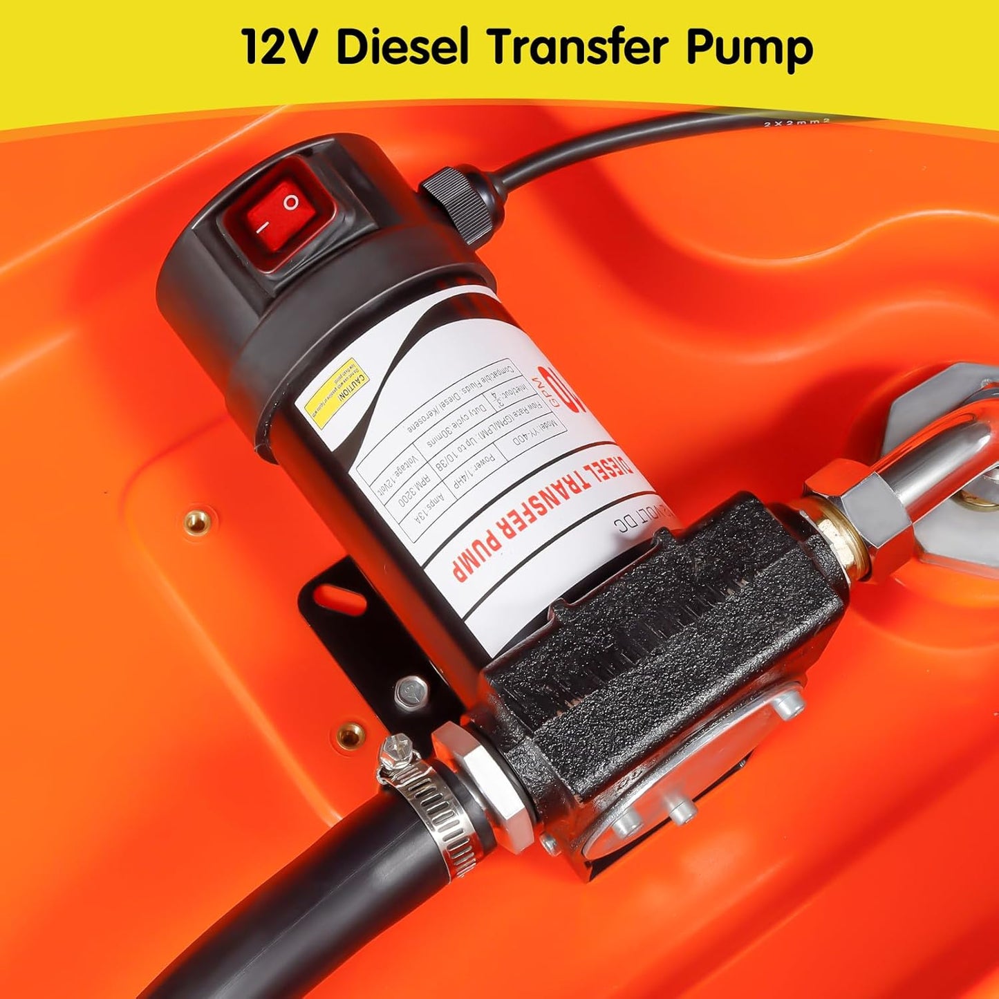 48 Gallon Diesel Fuel Transfer Tank with 12V Pump and 13FT Hose Q1820