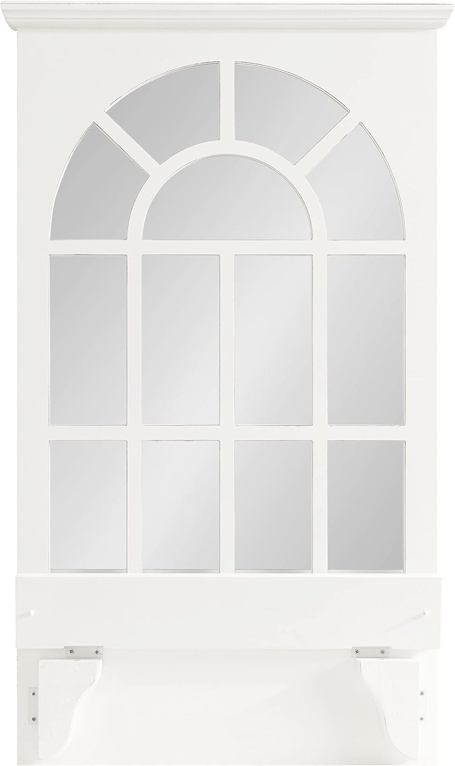 Arched Wall Mirror with Shelf, White, 21 x 36 Z141328