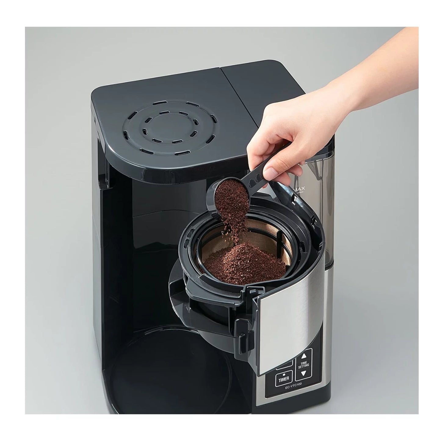 10-Cup Coffee Maker with Stainless Steel Carafe and 12-Ounce Tumbler E469