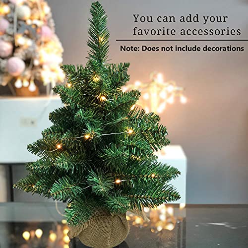 Pre-Lit Mini Christmas Tree with 40 LED Lights, Battery Operated Tabletop Decor N21773