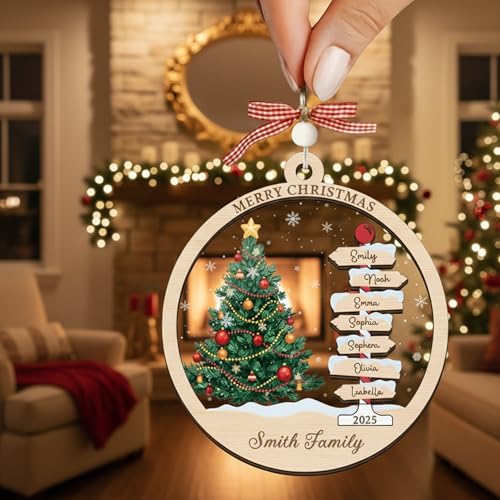 Personalized Christmas Wooden Ornaments with Family Names J389