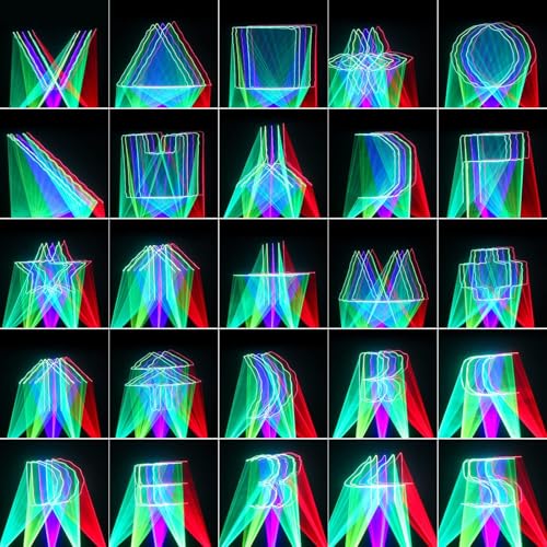 Stage Laser Light, 5 Beam Sound Activated DJ Party Lights with Remote Control O445463