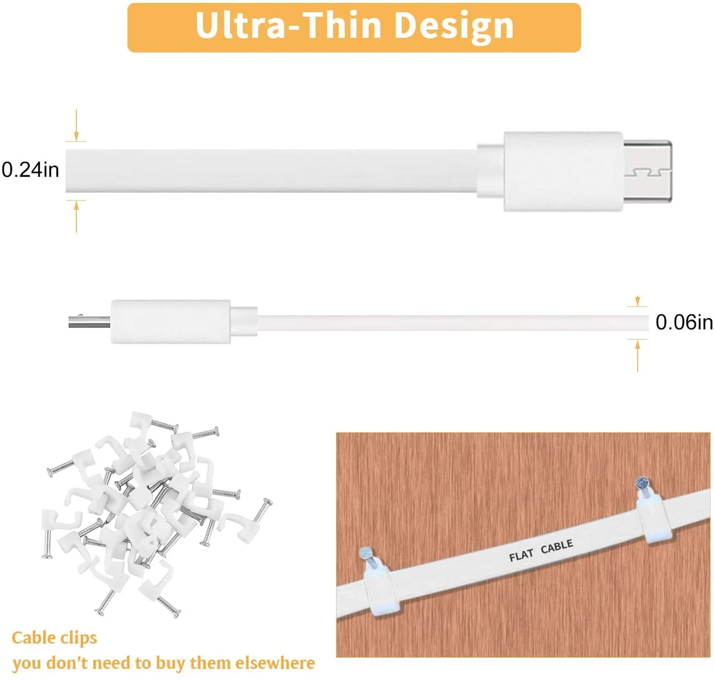 10FT USB to Micro USB Power Extension Cable 2 Pack White S305157