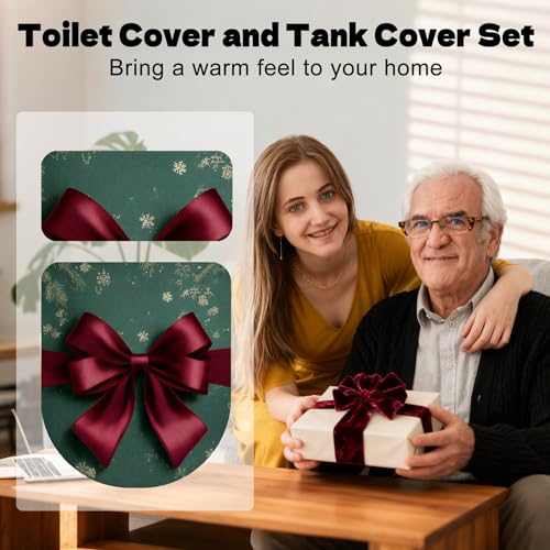 Christmas Toilet Lid Cover, Washable Bathroom Accessory O828
