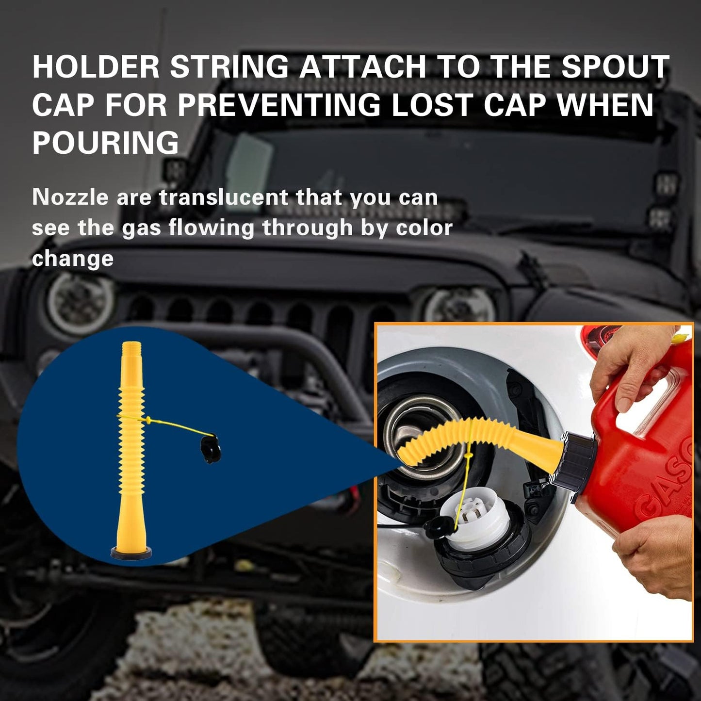 Flexible Gas Can Spout Replacement with Coarse and Fine Thread Caps G2613