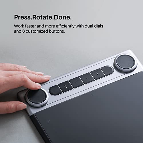 Bluetooth Wireless Drawing Tablet with Dual Dials and Battery-Free Stylus X11336