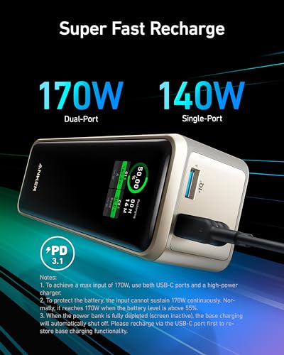 27,650mAh Power Bank 250W with 100W Charging Base, 3-Port Portable Charger E1298