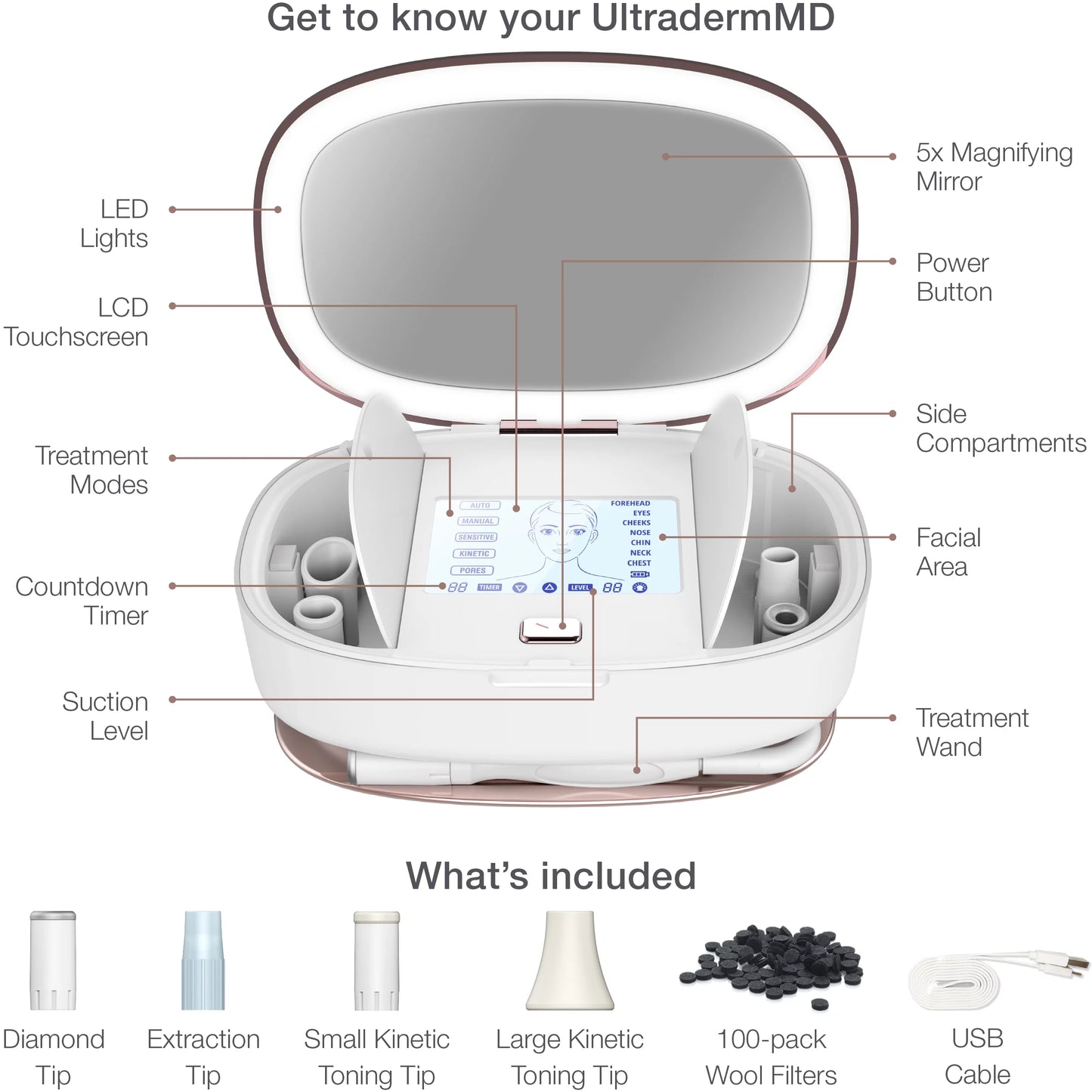 3 in 1 Home Spa Microdermabrasion Machine with Diamond Tips V1115