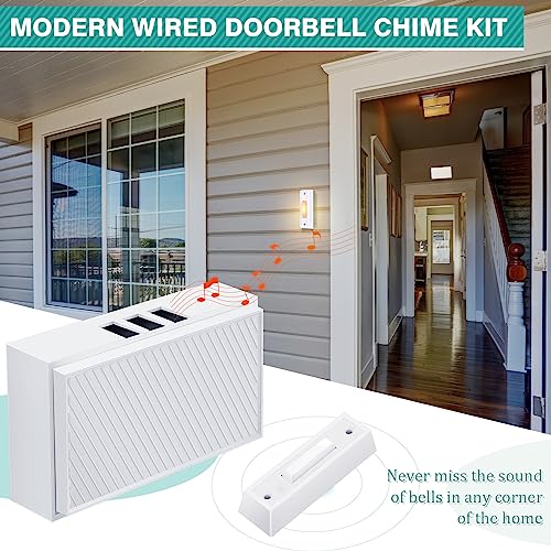 Wired Doorbell Chime with 2 Lighted Push Buttons, 16V 10VA, Front and Rear Sounds D6337