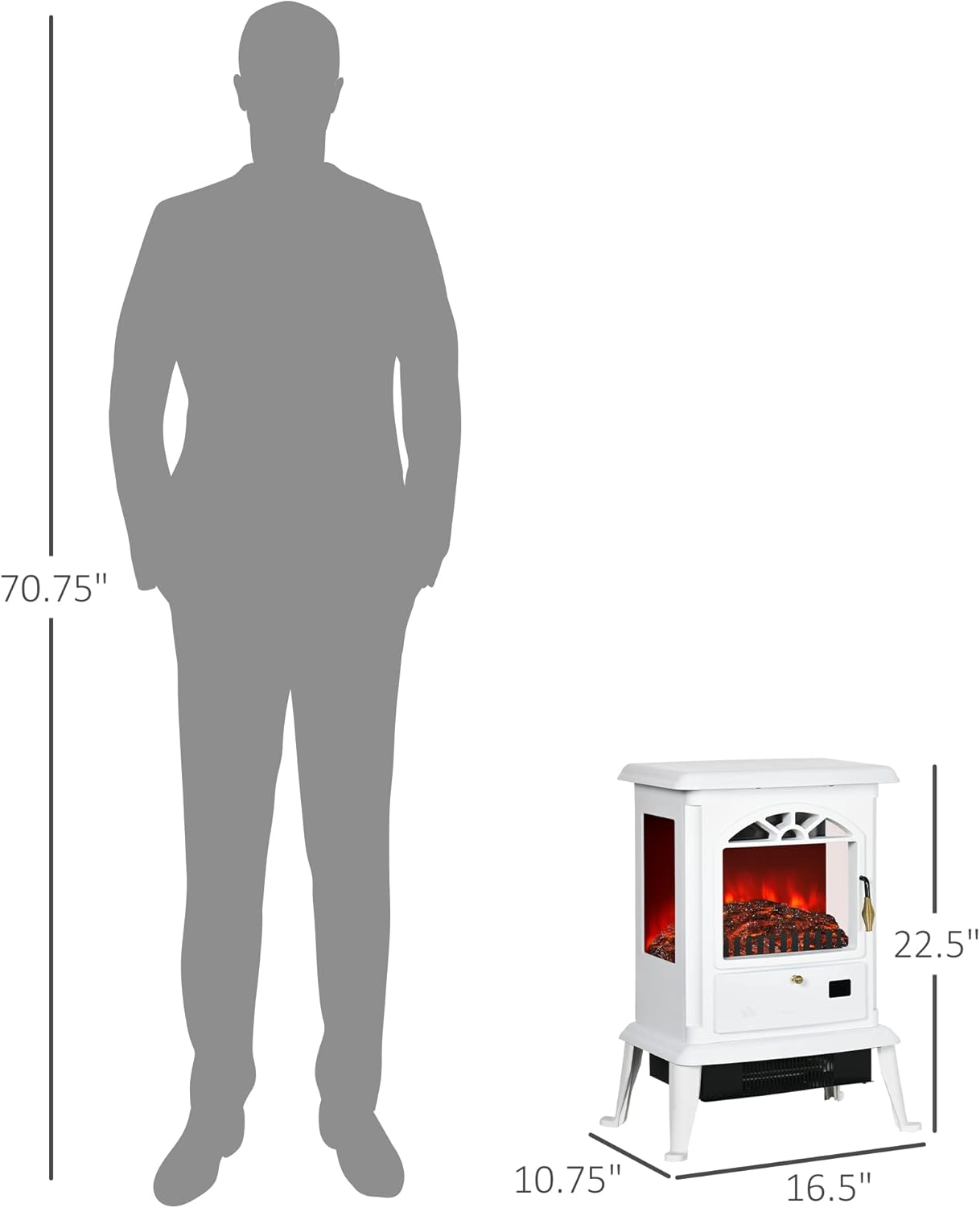 Electric Infrared Fireplace Stove, Freestanding Heater with Realistic Log Flame X640187